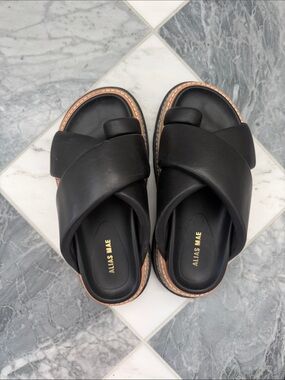 Alias Mae Black Crisscross Platform Slide Sandals